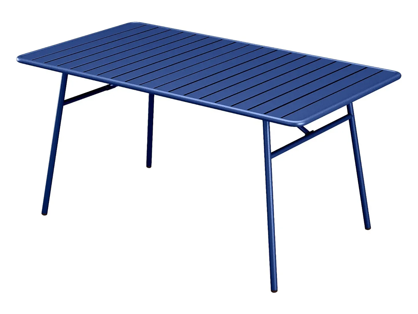 Sala de jantar de jardim em metal mesa e 8 cadeiras empilháveis Azul noite - MIRMANDE de MYLIA