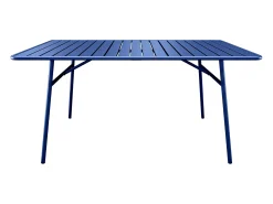 Sala de jantar de jardim em metal mesa e 8 cadeiras empilháveis Azul noite - MIRMANDE de MYLIA