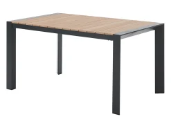 Sala de jantar de jardim em alumínio: uma mesa L.150 cm e 6 cadeiras empilháveis - Natural claro e antracite - NYROS de MYLIA