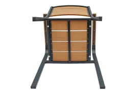 Sala de jantar de jardim em alumínio: uma mesa L.150 cm e 6 cadeiras empilháveis - Natural claro e antracite - NYROS de MYLIA