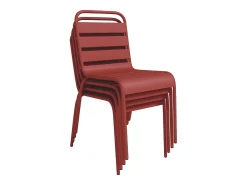 Sala de jantar de jardim em metal: 1 mesa, 4 cadeiras, 2 poltronas - Vermelhas - MIRMANDE