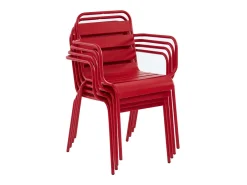 Sala de jantar de jardim em metal 1 mesa, 6 cadeiras - Vermelha MIRMANDE