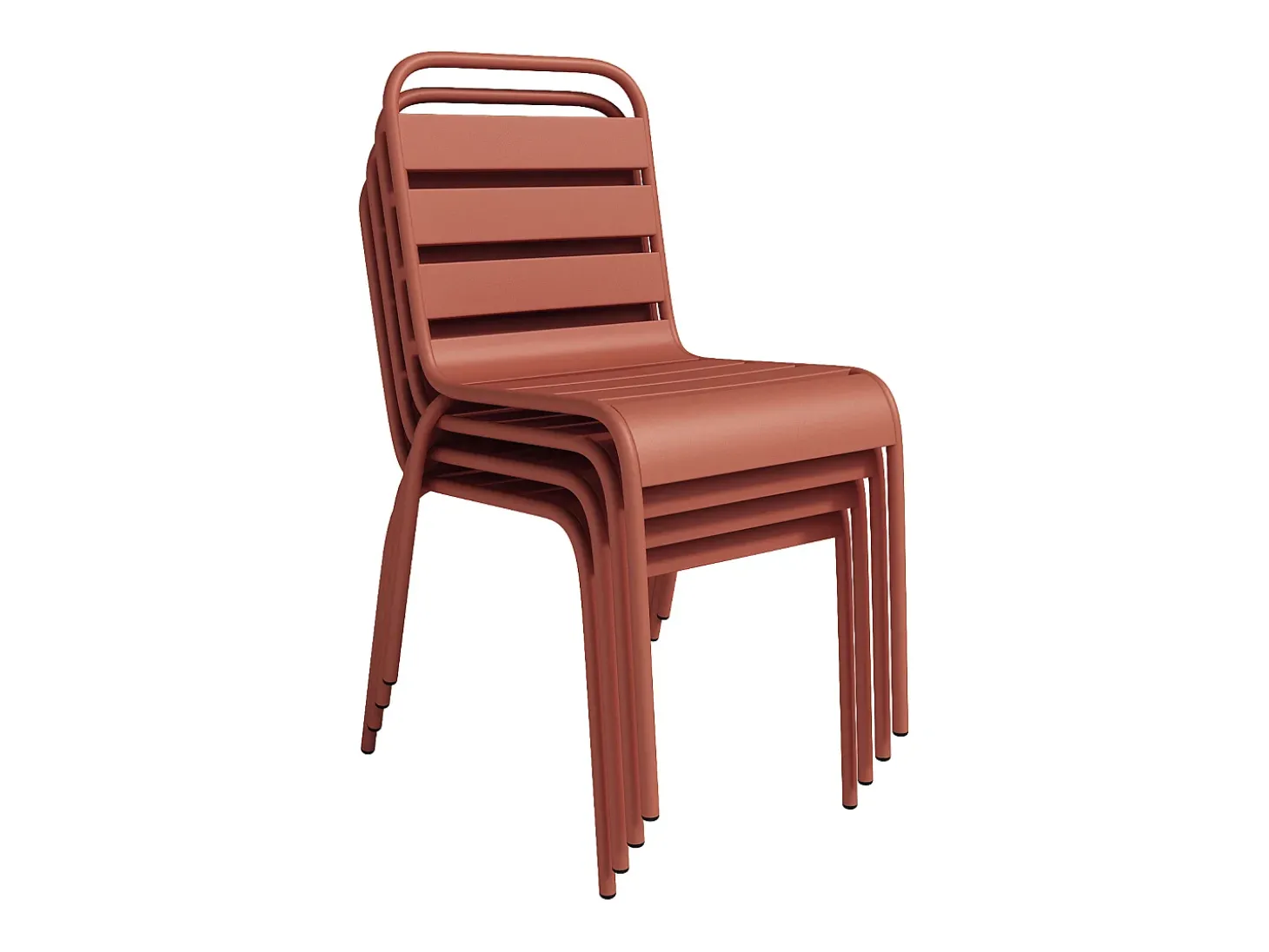 Sala de jantar de jardim em metal - uma mesa C.70 cm e 2 cadeiras empilháveis - Terracotta - MIRMANDE da MYLIA