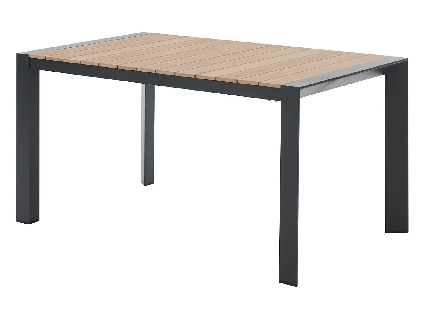 Sala de jantar de jardim em alumínio: uma mesa C.150 cm e 4 cadeirões empilháveis - Natural claro e antracite - NYROS de MYLIA