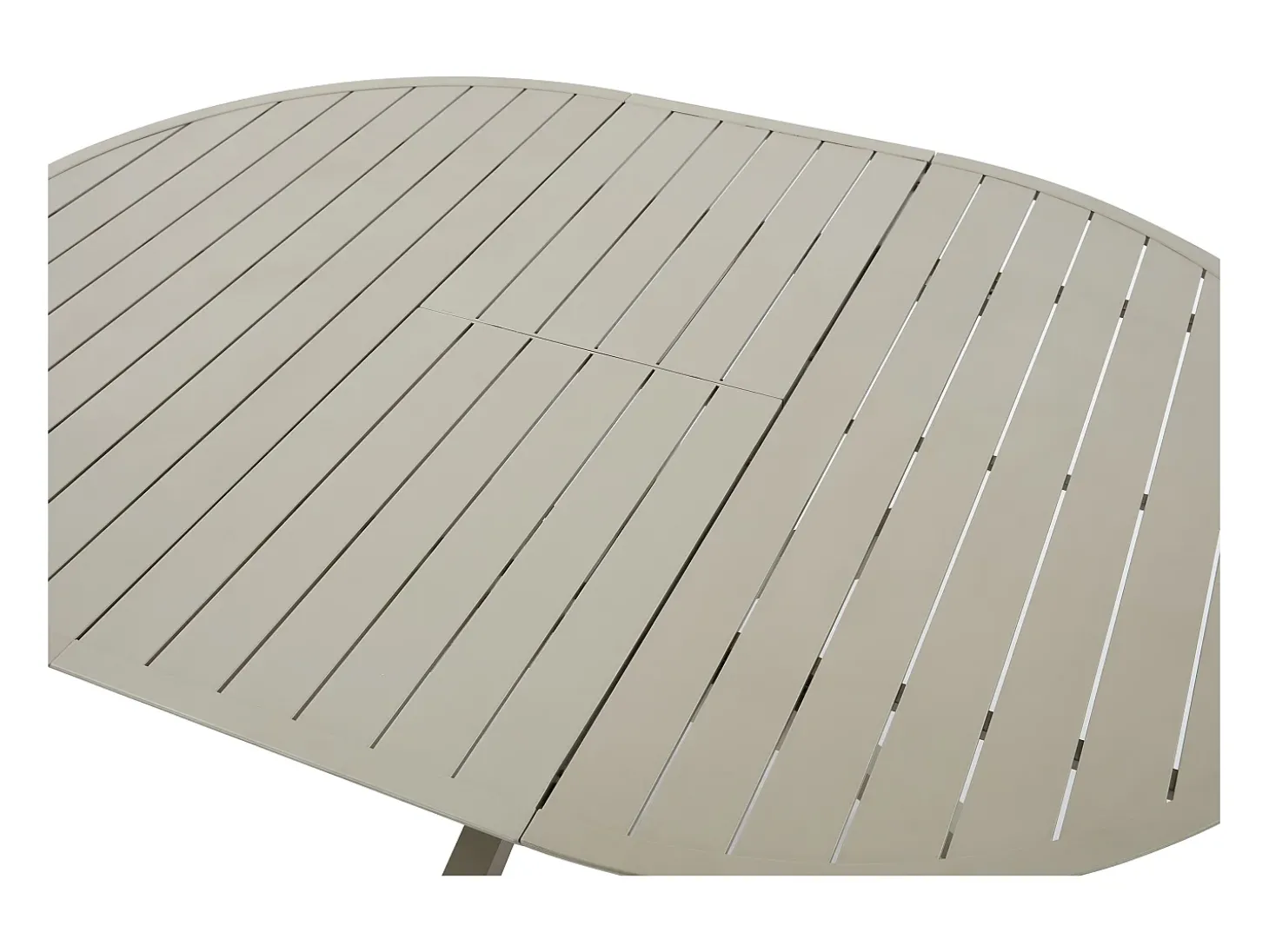 Sala de jantar de jardim em alumínio: uma mesa redonda extensível C.150/200 cm e 6 cadeiras empilháveis - Taupe - VELYRA da MYLIA