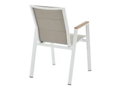 Sala de jantar de jardim em alumínio: uma mesa C.150 cm e 4 poltronas empilháveis - Bege claro e branco - LIOUS da MYLIA