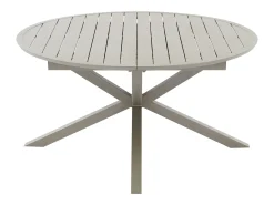 Sala de jantar de jardim em alumínio: uma mesa redonda extensível C.150/200 cm e 6 cadeiras empilháveis - Cor toupeira - YOHA da MYLIA