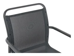 Sala de jantar de jardim em alumínio: uma mesa extensível C.205/286.5 cm e 10 cadeirões empilháveis - Cinzento escuro - VELYRA de MYLIA