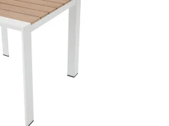 Sala de jantar de jardim em alumínio: uma mesa L.80 cm e 2 cadeiras empilháveis - Natural claro e branco - LIOUS da MYLIA