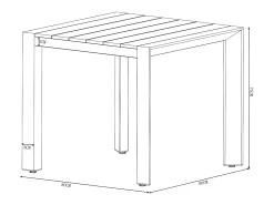 Sala de jantar de jardim em alumínio: uma mesa L.80 cm e 2 cadeiras empilháveis - Natural claro e branco - LIOUS da MYLIA