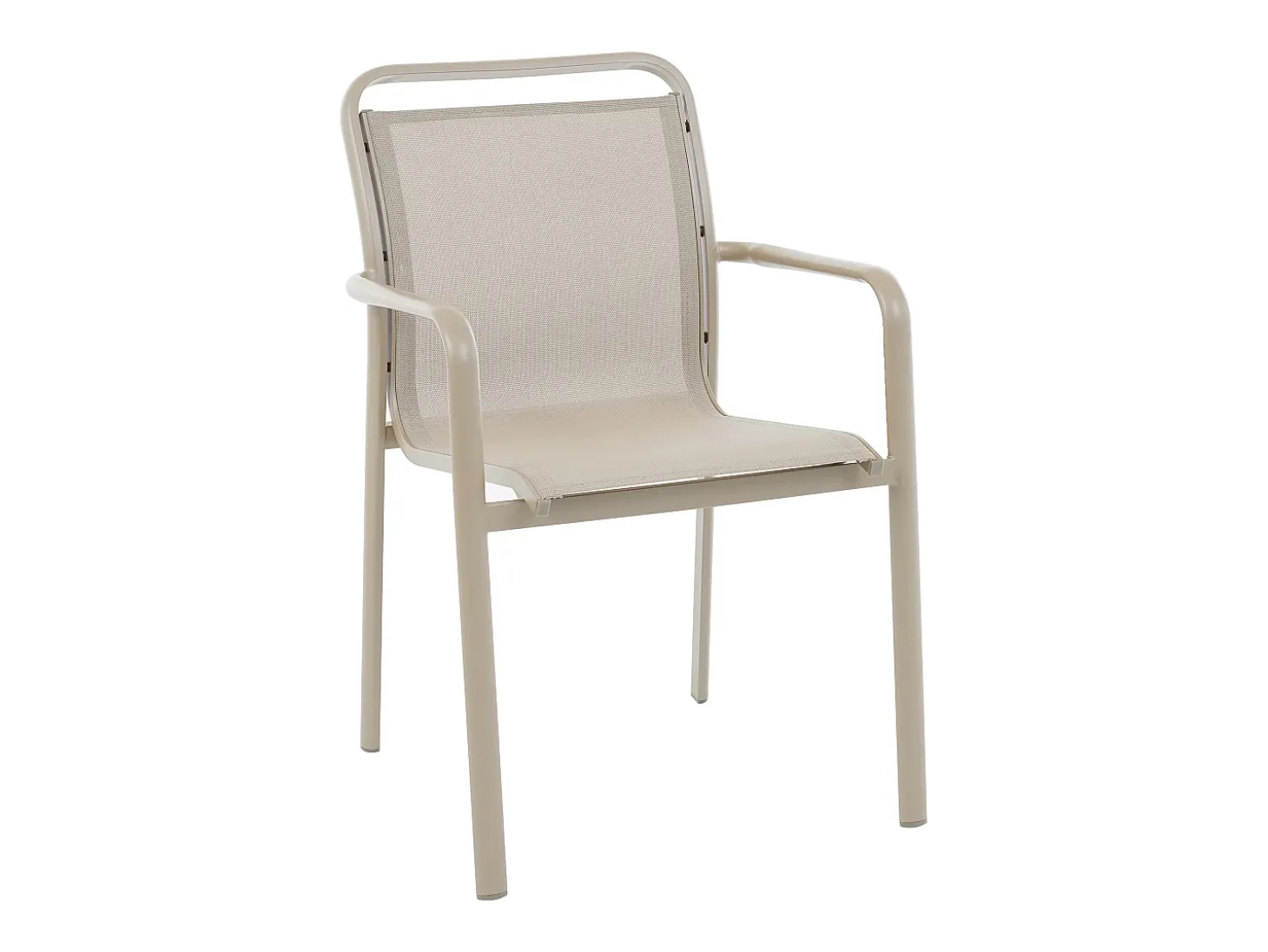 Sala de jantar de jardim em alumínio: mesa redonda extensível C.150/200 cm e 4 cadeirões empilháveis - Taupe - VELYRA da MYLIA