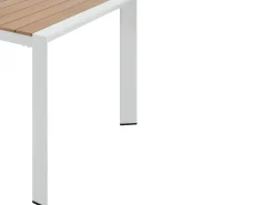 Sala de jantar de jardim em alumínio: uma mesa C.150 cm, 2 poltronas e 2 bancos - Natural claro e branco - NYROS da MYLIA