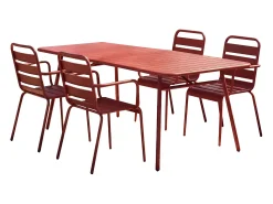 Sala de jantar de jardim em metal 1 mesa, 4 cadeiras - Vermelho MIRMANDE