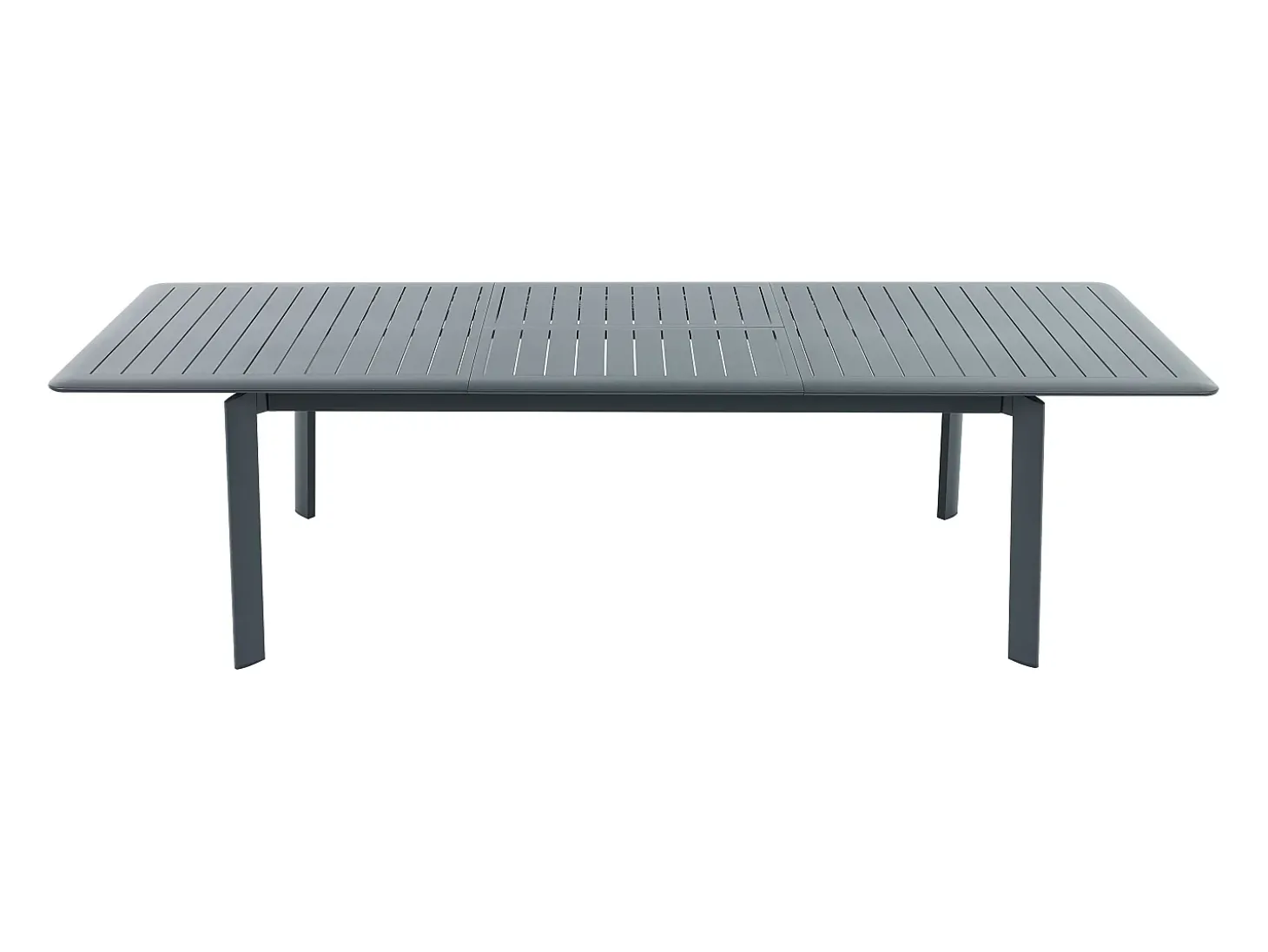 Sala de jantar de jardim em alumínio: mesa extensível C.205/286,5 cm e 10 cadeirões empilháveis - Antracite - MACILA da MYLIA