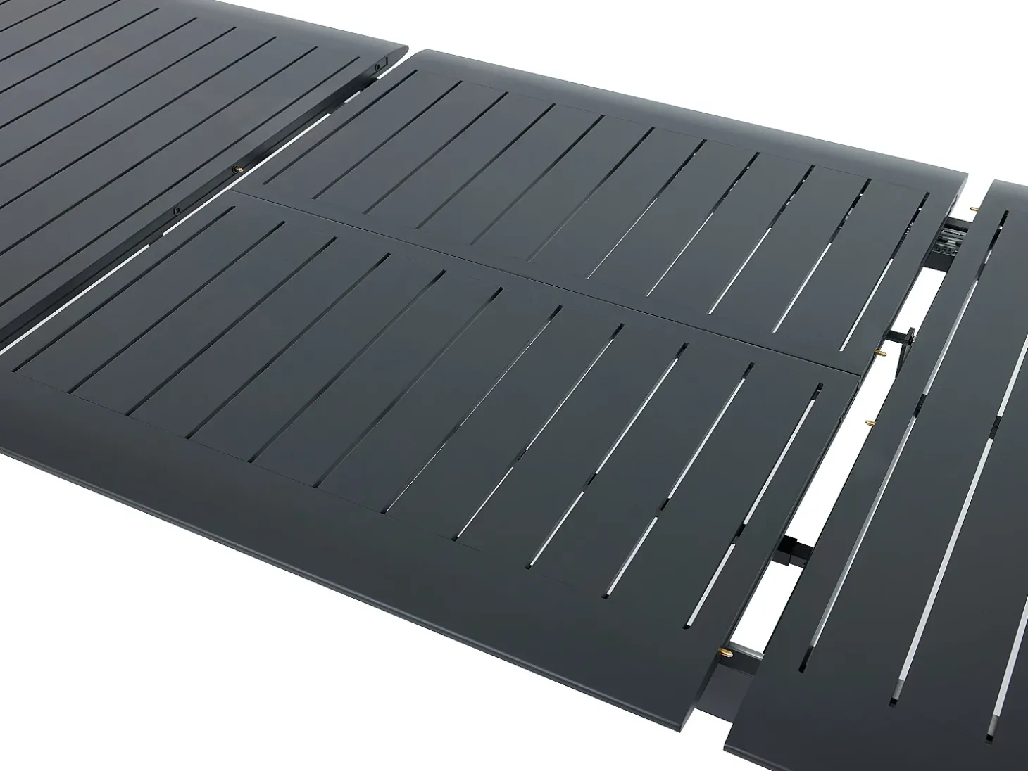 Sala de jantar de jardim em alumínio: mesa extensível C.205/286,5 cm e 10 cadeirões empilháveis - Antracite - MACILA da MYLIA