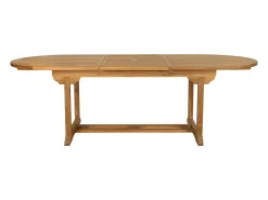 Sala de jantar de jardim em teca: uma mesa extensível C.180 / 240 cm e 6 cadeiras dobráveis - Natural claro - BYBLOS II de MYLIA