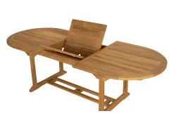 Sala de jantar de jardim em teca: uma mesa extensível C.180 / 240 cm e 6 cadeiras dobráveis - Natural claro - BYBLOS II de MYLIA