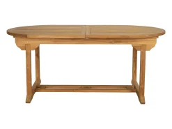 Sala de jantar de jardim em teca: uma mesa extensível C.180 / 240 cm e 6 cadeiras dobráveis - Natural claro - BYBLOS II de MYLIA