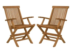 Sala de jantar de jardim em teca: uma mesa extensível C.180 / 240 cm e 6 cadeiras dobráveis - Natural claro - BYBLOS II de MYLIA