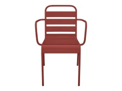 Sala de jantar de jardim em metal: 1 mesa e 4 poltronas empilháveis Vermelhas - MIRMANDE