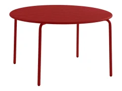 Sala de jantar de jardim em metal: 1 mesa e 4 poltronas empilháveis Vermelhas - MIRMANDE