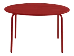 Sala de jantar de jardim em metal: 1 mesa e 4 poltronas empilháveis Vermelhas - MIRMANDE