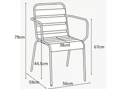 Sala de jantar de jardim em metal 1 mesa, 8 cadeirões - Vermelho MIRMANDE