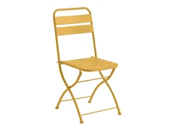 Sala de jantar de jardim dobrável em metal: 1 mesa C.60 cm + 2 cadeiras - Amarelo mostarda - MIRMANDE