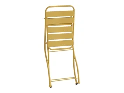 Sala de jantar de jardim dobrável em metal: 1 mesa C.60 cm + 2 cadeiras - Amarelo mostarda - MIRMANDE