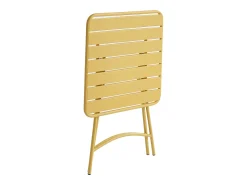 Sala de jantar de jardim dobrável em metal: 1 mesa C.60 cm + 2 cadeiras - Amarelo mostarda - MIRMANDE