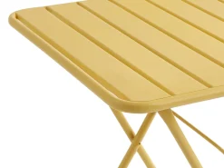 Sala de jantar de jardim dobrável em metal: 1 mesa C.60 cm + 2 cadeiras - Amarelo mostarda - MIRMANDE