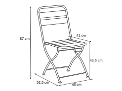 Sala de jantar de jardim dobrável em metal: 1 mesa C.60 cm + 2 cadeiras - Amarelo mostarda - MIRMANDE