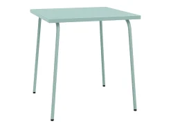Sala de jantar de jardim em metal - uma mesa C.70 cm e 2 cadeirões empilháveis - Verde amêndoa - MIRMANDE da MYLIA