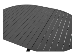 Sala de jantar de jardim em alumínio: uma mesa redonda extensível C.150/200 cm e 6 cadeiras de braços empilháveis - Antracite - VELYRA da MYLIA