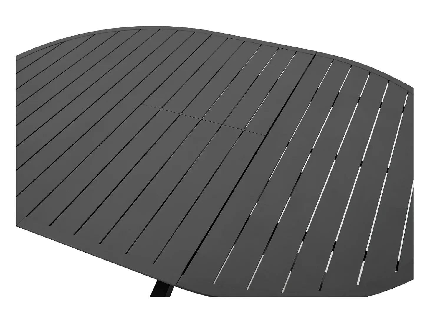 Sala de jantar de jardim em alumínio: uma mesa redonda extensível C.150/200 cm e 6 cadeiras de braços empilháveis - Antracite - VELYRA da MYLIA