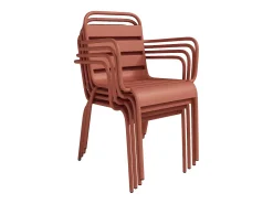 Sala de jantar de jardim em metal - uma mesa C.70 cm e 2 poltronas empilháveis - Terracotta - MIRMANDE de MYLIA