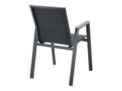 Sala de jantar de jardim em alumínio: uma mesa C.150 cm e 4 cadeiras empilháveis - Natural claro e antracite - LIOUS da MYLIA