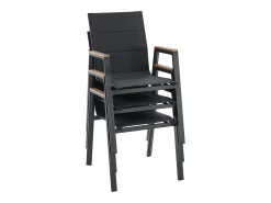 Sala de jantar de jardim em alumínio: uma mesa C.150 cm e 4 cadeiras empilháveis - Natural claro e antracite - LIOUS da MYLIA