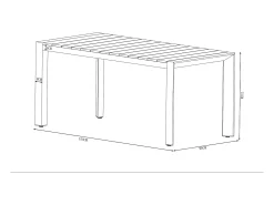 Sala de jantar de jardim em alumínio: uma mesa C.150 cm e 4 cadeiras empilháveis - Natural claro e antracite - LIOUS da MYLIA