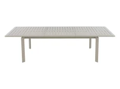 Sala de jantar de jardim em alumínio: uma mesa extensível C.205/286.5 cm e 8 cadeiras empilháveis - Taupe - VELYRA de MYLIA