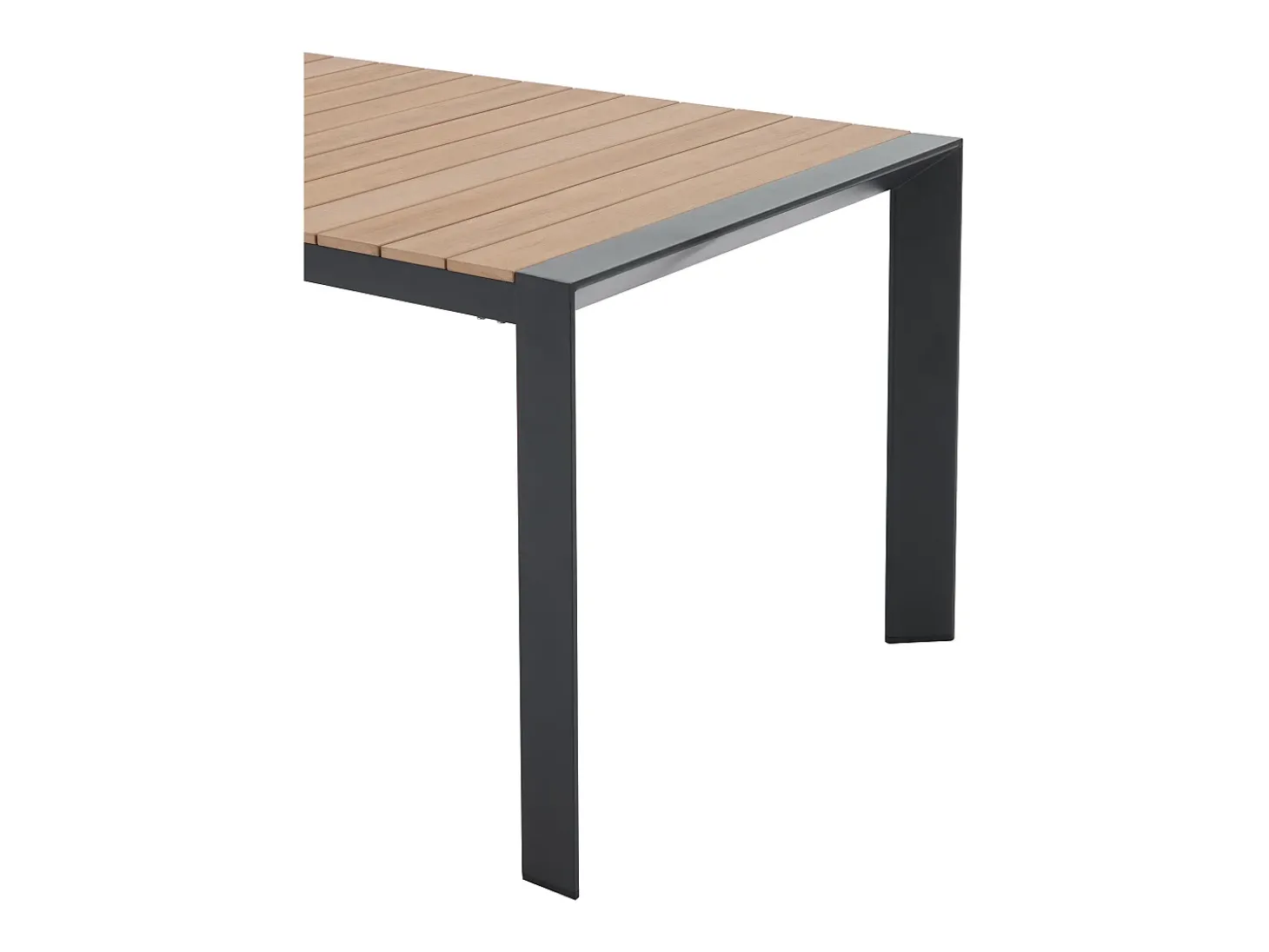 Sala de jantar de jardim em alumínio: uma mesa C.150 cm e 6 cadeiras empilháveis - Natural claro e antracite - LIOUS da MYLIA