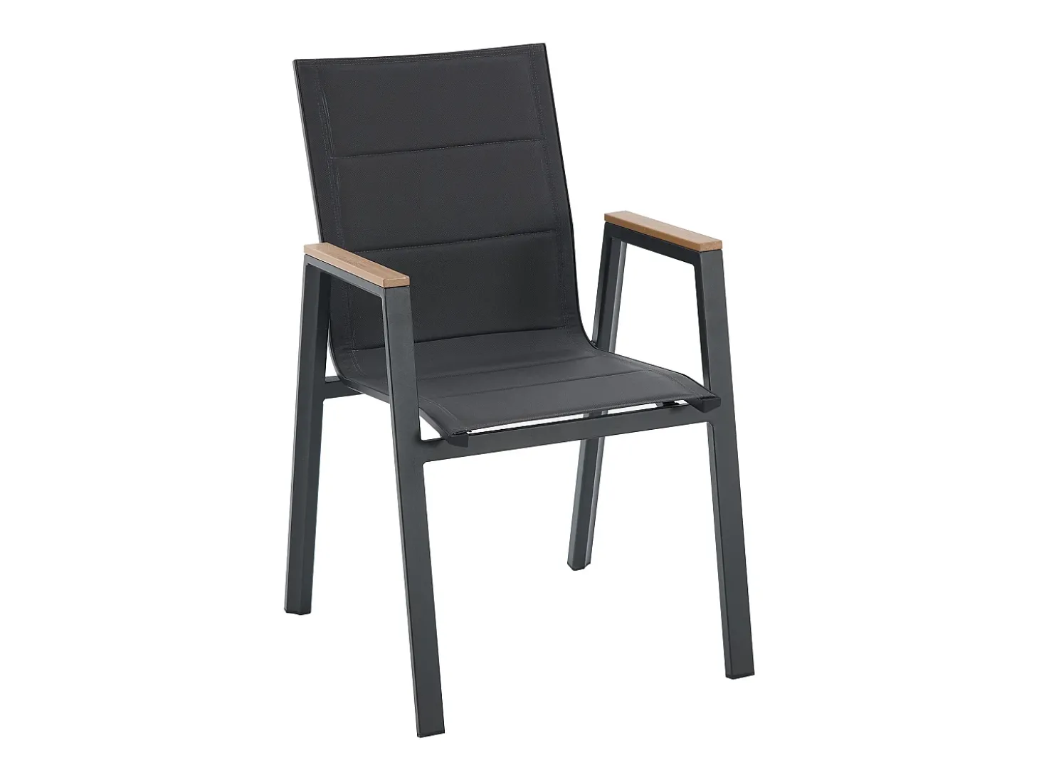 Sala de jantar de jardim em alumínio: uma mesa C.150 cm e 6 cadeiras empilháveis - Natural claro e antracite - LIOUS da MYLIA