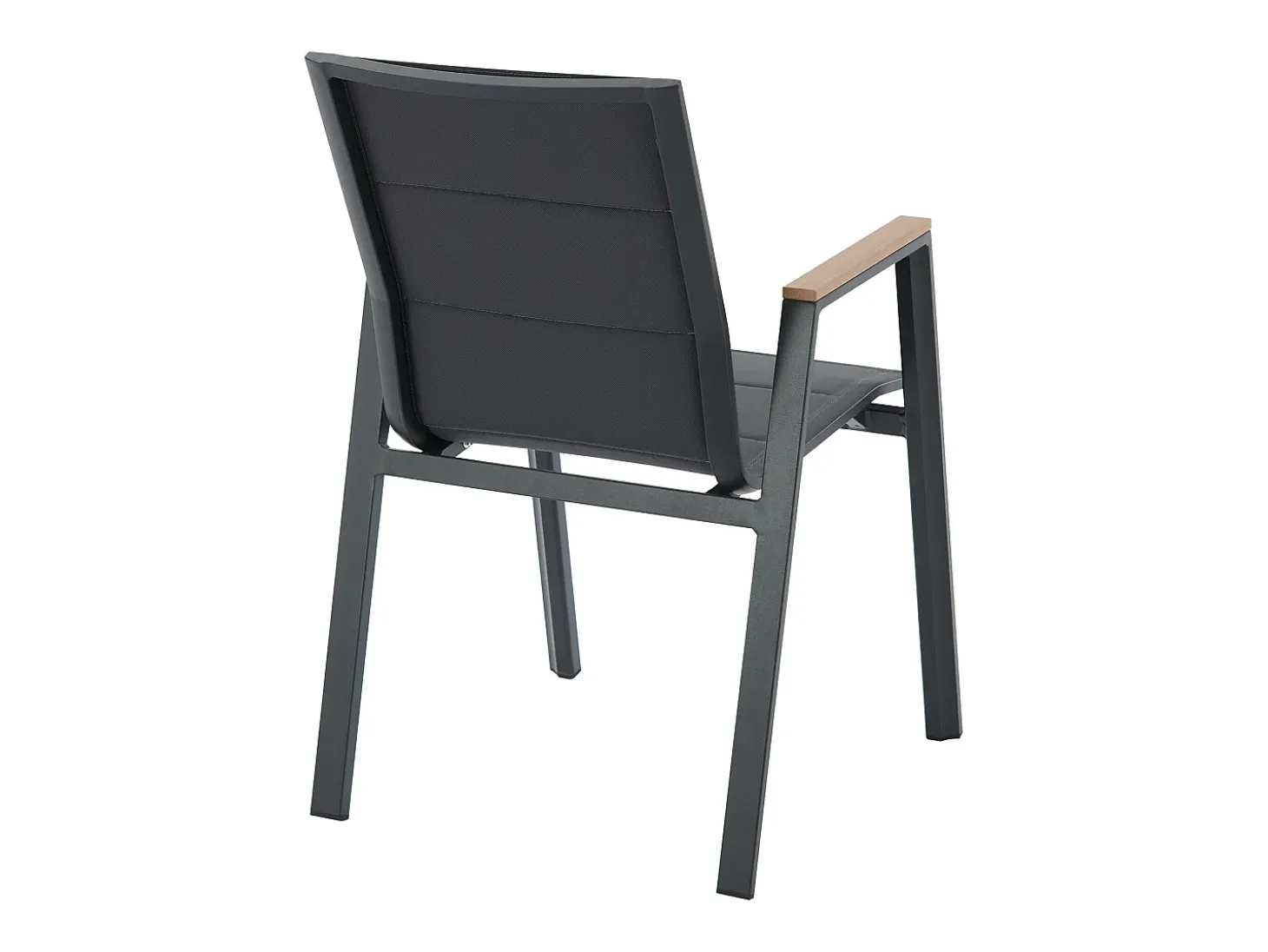 Sala de jantar de jardim em alumínio: uma mesa C.150 cm e 6 cadeiras empilháveis - Natural claro e antracite - LIOUS da MYLIA