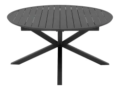 Sala de jantar de jardim em alumínio: uma mesa redonda extensível C.150/200 cm e 4 cadeirões empilháveis - Antracite - YOHA da MYLIA