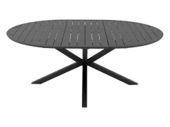 Sala de jantar de jardim em alumínio: uma mesa redonda extensível C.150/200 cm e 4 cadeirões empilháveis - Antracite - YOHA da MYLIA