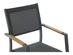 Sala de jantar de jardim em alumínio: uma mesa redonda extensível C.150/200 cm e 4 cadeirões empilháveis - Antracite - YOHA da MYLIA