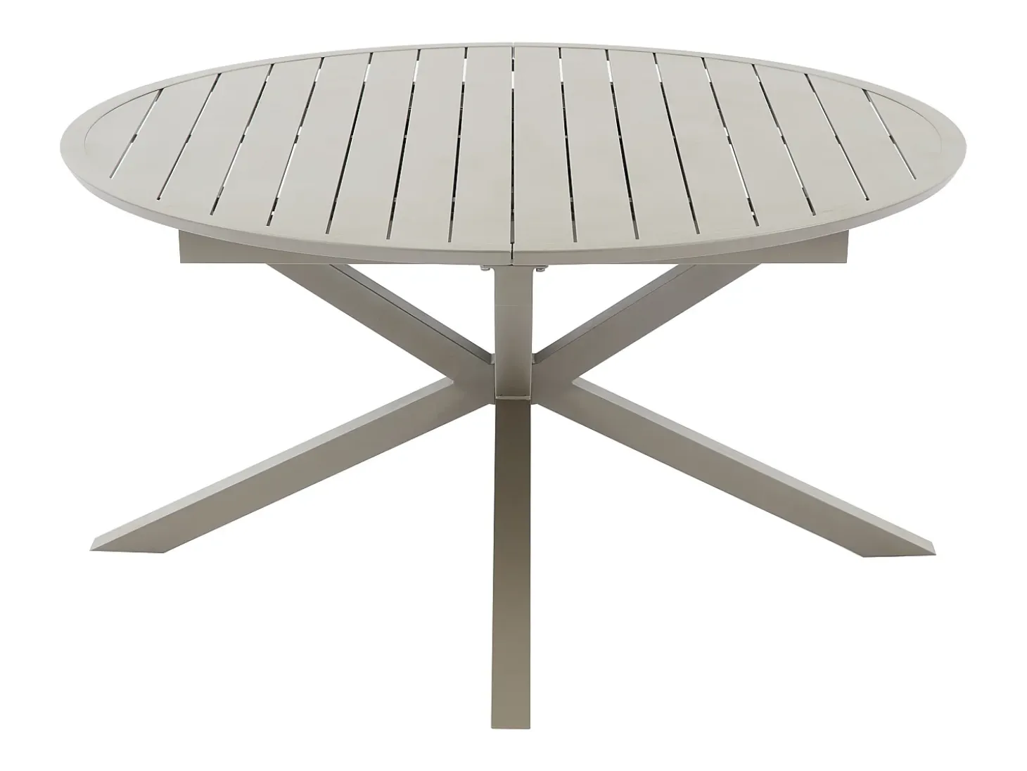 Sala de jantar de jardim em alumínio: mesa redonda extensível C.150/200 cm e 4 cadeiras de braços empilháveis - Taupe - YOHA da MYLIA
