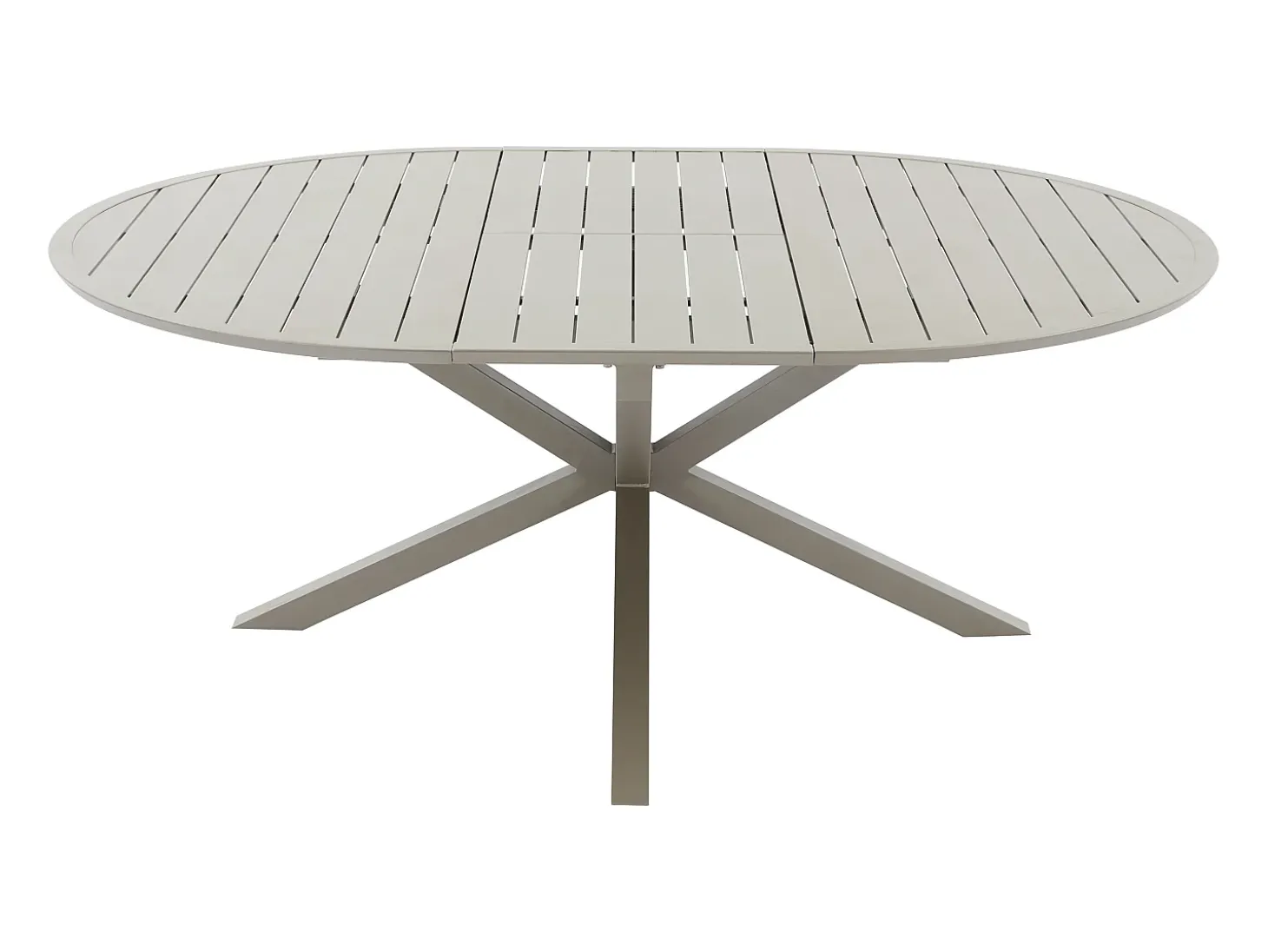 Sala de jantar de jardim em alumínio: mesa redonda extensível C.150/200 cm e 4 cadeiras de braços empilháveis - Taupe - YOHA da MYLIA