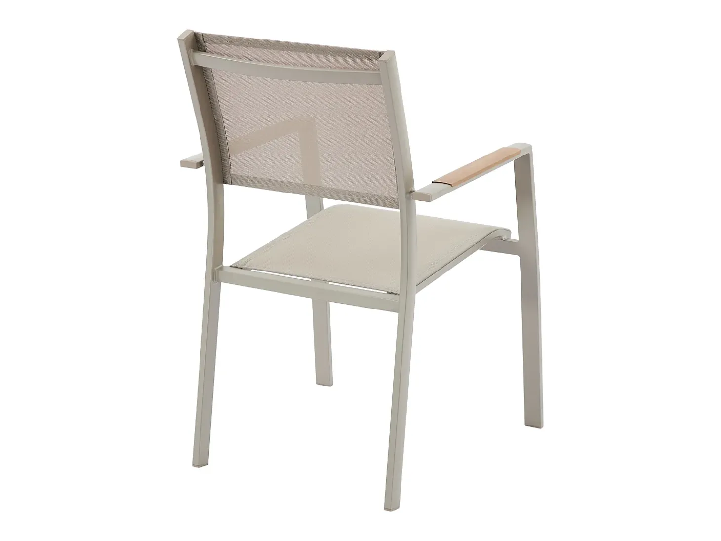 Sala de jantar de jardim em alumínio: mesa redonda extensível C.150/200 cm e 4 cadeiras de braços empilháveis - Taupe - YOHA da MYLIA