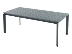 Sala de jantar de jardim em alumínio: uma mesa extensível C.205/286.5 cm e 8 cadeiras empilháveis - Antracite - MACILA da MYLIA